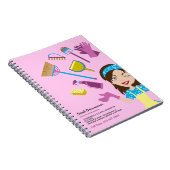 Roze Paarse Janitorial Cartoon Merk Notitieboek (Rechterzijde)