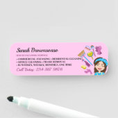 Roze Paarse Janitorial Cartoon Schoonmaak Merk Naamplaatje (In situ)