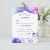 Roze Paarse Jewel Tones Ink Wash RSVP Kaartje (Staand voorkant)