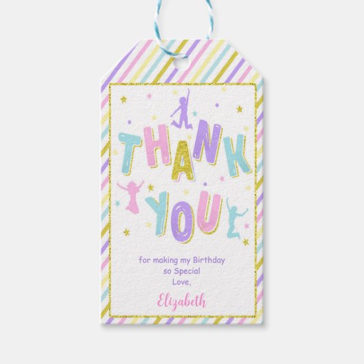 Roze & Paarse Jump Gift Labels Cadeaulabel (Voorkant)
