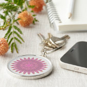 Roze & Paarse Kaleidoscoop Bloem Sleutelhanger (Zijkant)