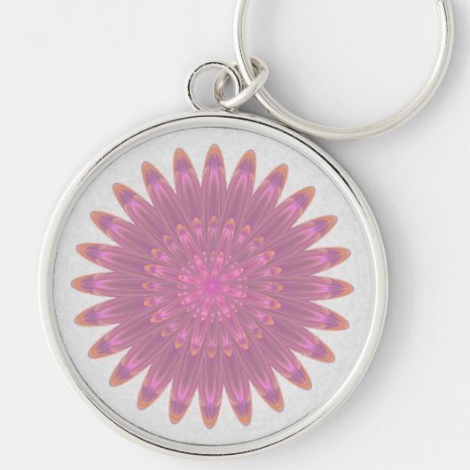 Roze & Paarse Kaleidoscoop Bloem Sleutelhanger (Voorkant)