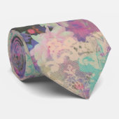  Roze Paarse kant mooie bloem Stropdas (Opgerold)