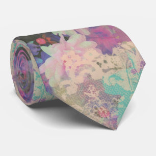  Roze Paarse kant mooie bloem Stropdas