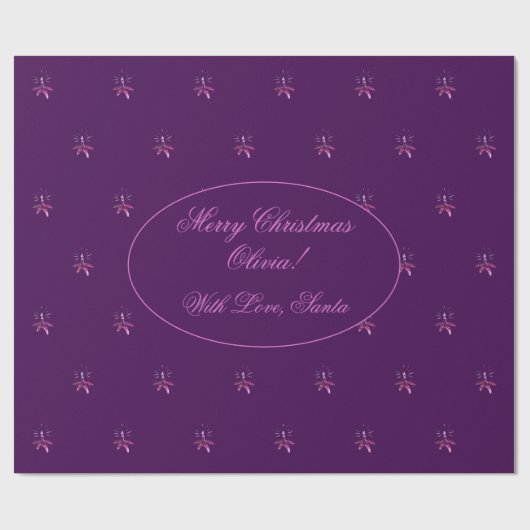 Roze Paarse kerst met de kaarsenhouder Cadeaupapier (Vlak)