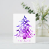 Roze Paarse kerstboom Modern Elegant Briefkaart (Staand voorkant)