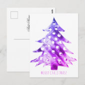 Roze Paarse kerstboom Modern Elegant Briefkaart (Voorkant / Achterkant)