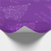 Roze Paarse kerstboomstructuur met naam Cadeaupapier (Hoek)