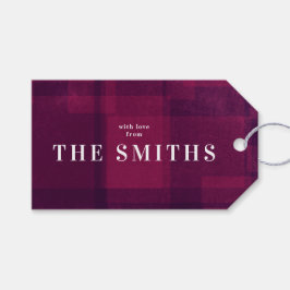 Roze Paarse kerstfeestdag - Label met cadeaus Cadeaulabel