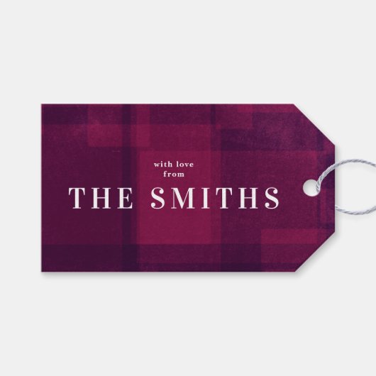 Roze Paarse kerstfeestdag - Label met cadeaus Cadeaulabel (Voorkant (Horizontaal))