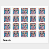 Roze Paarse keukat Vierkante Sticker (Vel)