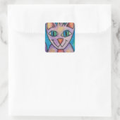 Roze Paarse keukat Vierkante Sticker (Tas)