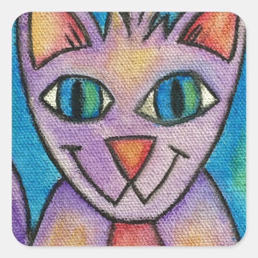 Roze Paarse keukat Vierkante Sticker (Voorkant)