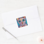 Roze Paarse keukat Vierkante Sticker (Envelop)