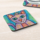 Roze Paarse Kitty Kat Bier Onderzetter (Linkerzijde)