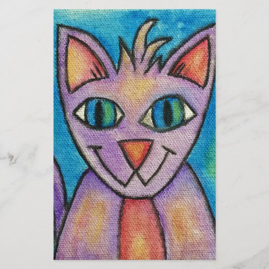 Roze Paarse Kitty Kat Briefpapier (Voorkant)