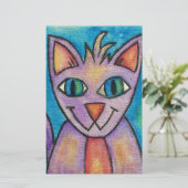 Roze Paarse Kitty Kat Briefpapier (Staand voorkant)
