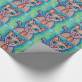 Roze Paarse Kitty Kat Cadeaupapier (Hoek)
