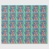 Roze Paarse Kitty Kat Cadeaupapier (Vlak)