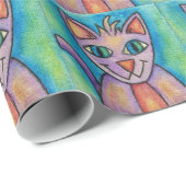Roze Paarse Kitty Kat Cadeaupapier (Rol Hoek)