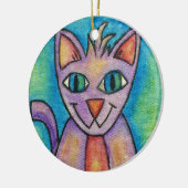 Roze Paarse Kitty Kat Keramisch Ornament (Links)