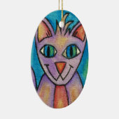 Roze Paarse Kitty Kat Keramisch Ornament (Rechts)