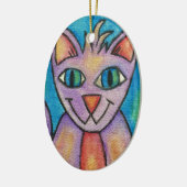 Roze Paarse Kitty Kat Keramisch Ornament (Links)