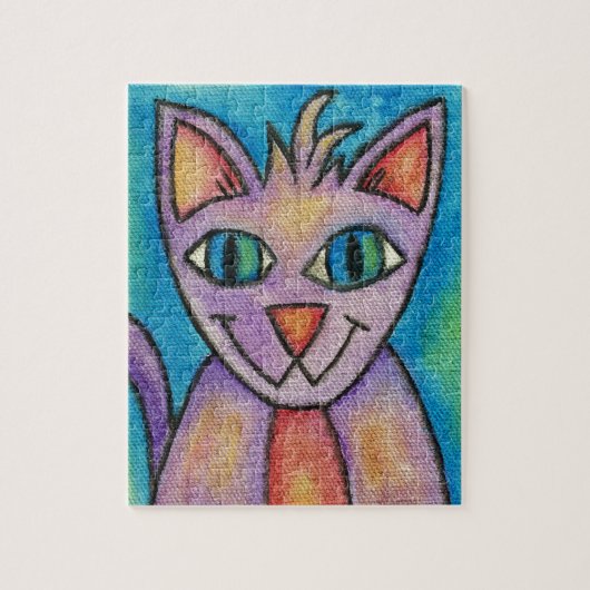 Roze Paarse Kitty Kat Legpuzzel (Verticaal)