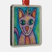 Roze Paarse Kitty Kat Metalen Ornament (Rechts)