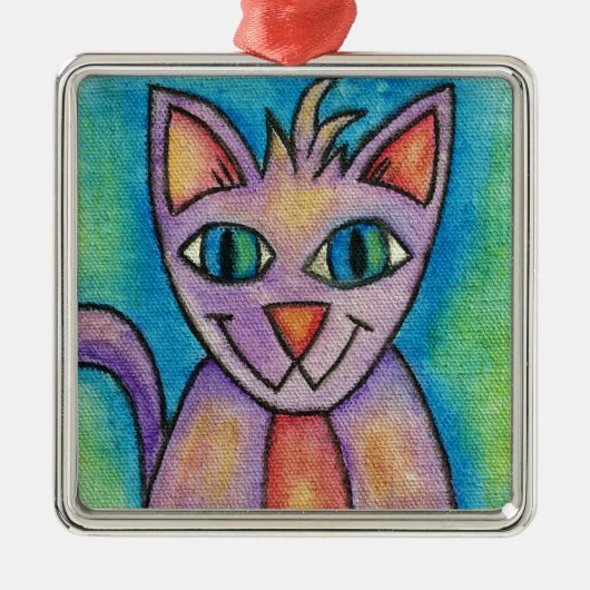 Roze Paarse Kitty Kat Metalen Ornament (Voorkant)