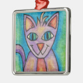 Roze Paarse Kitty Kat Metalen Ornament (Links)