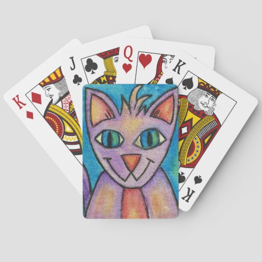 Roze Paarse Kitty Kat Pokerkaarten (Achterkant)