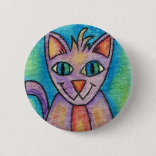 Roze Paarse Kitty Kat Ronde Button 5,7 Cm