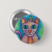 Roze Paarse Kitty Kat Ronde Button 5,7 Cm (Voorkant /achterkant)