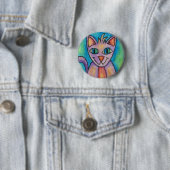 Roze Paarse Kitty Kat Ronde Button 5,7 Cm (In situ)