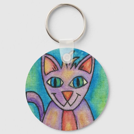 Roze Paarse Kitty Kat Sleutelhanger (Voorkant)