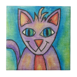 Roze Paarse Kitty Kat Tegeltje