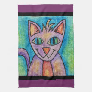 Roze Paarse Kitty Kat Theedoek