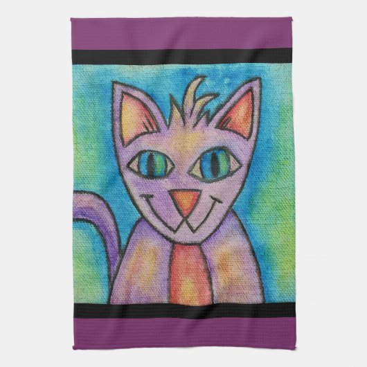 Roze Paarse Kitty Kat Theedoek (Verticaal)