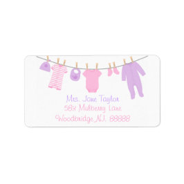 Roze & Paarse Kleding Baby shower Labels