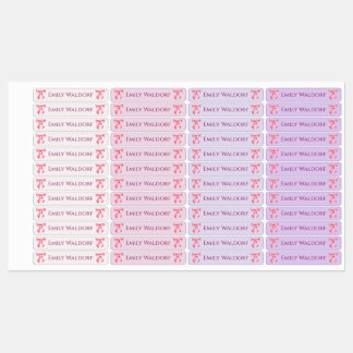 Roze & Paarse Kleding School Labels met Strik