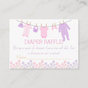 Roze & Paarse Kleine Kleding Luier Raffle Tickets Informatiekaartje