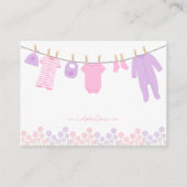 Roze & Paarse Kleine Kleding Luier Raffle Tickets Informatiekaartje (Achterkant)