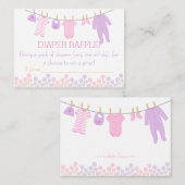 Roze & Paarse Kleine Kleding Luier Raffle Tickets Informatiekaartje (Voorkant / Achterkant)