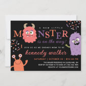 Roze Paarse Kleine Monster Halloween Baby shower Kaart (Voorkant)