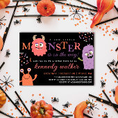 Roze Paarse Kleine Monster Halloween Baby shower Kaart