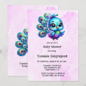 Roze-paarse Kleine Schattigee Peacock Meisje Baby  Kaart (Voorkant / Achterkant)