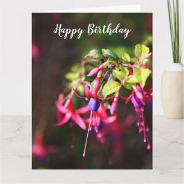 Roze Paarse kleurige Fuchsia Flower Birthday Kaart