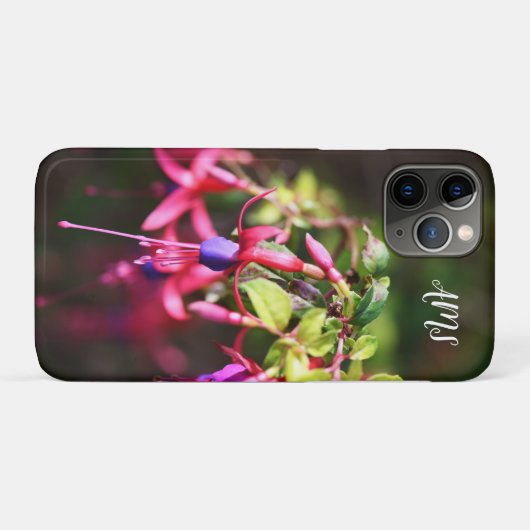 Roze Paarse kleurrijke Fuchsia Flower Initialen Case-Mate iPhone Case (Achterkant (horizontaal))
