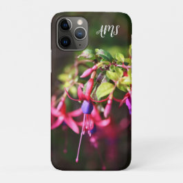 Roze Paarse kleurrijke Fuchsia Flower Initialen Case-Mate iPhone Case